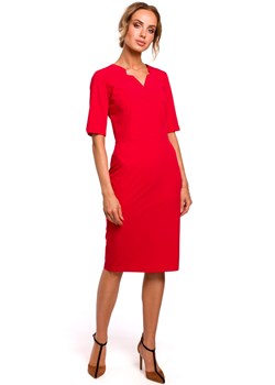 M455 Sukienka z dekoltem v - czerwona ze sklepu Świat Bielizny w kategorii Sukienki - zdjęcie 85530206