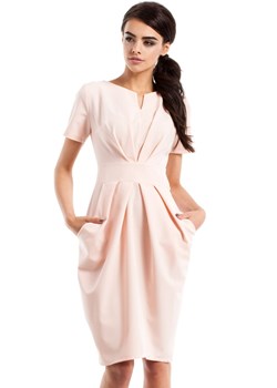 M234 Sukienka pudrowa ze sklepu Świat Bielizny w kategorii Sukienki - zdjęcie 85532179