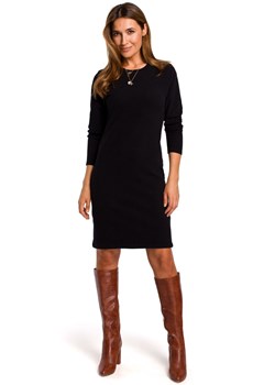 S178 Sukienka swetrowa z długimi rękawami - czarna ze sklepu Świat Bielizny w kategorii Sukienki - zdjęcie 85535557