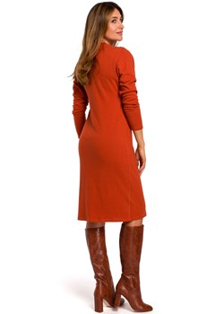 S178 Sukienka swetrowa z długimi rękawami - ruda ze sklepu Świat Bielizny w kategorii Sukienki - zdjęcie 85535565