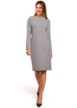 S178 Sukienka swetrowa z długimi rękawami - szara ze sklepu Świat Bielizny w kategorii Sukienki - zdjęcie 85535566