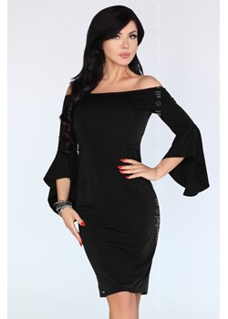 Sukienka Merribel bawełniana czarna elegancka mini z długimi rękawami 