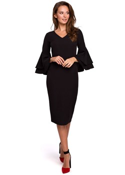K002 Sukienka z falbanami przy rękawach - czarna ze sklepu Świat Bielizny w kategorii Sukienki - zdjęcie 85547366