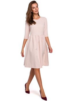 K010 Sukienka rozkloszowana - beżowa ze sklepu Świat Bielizny w kategorii Sukienki - zdjęcie 85547397