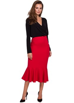 K025 Spódnica z falbaną u dołu - czerwona ze sklepu Świat Bielizny w kategorii Spódnice - zdjęcie 85547489