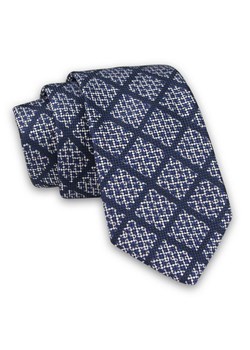 Granatowy Elegancki Męski Krawat w Kratkę -ALTIES- 7cm, Stylowy, Klasyczny KRALTS0449 ze sklepu JegoSzafa.pl w kategorii Krawaty - zdjęcie 85581069