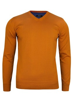 Sweter Pomarańczowy Elegancki (V-neck) w Serek, Klasyczny, Orange -MM Classic- Męski SWMM1235a1083pomar ze sklepu JegoSzafa.pl w kategorii Swetry męskie - zdjęcie 85821677