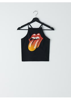 Cropp - Krótki top The Rolling Stones - czarny ze sklepu Cropp w kategorii Bluzki damskie - zdjęcie 85985726