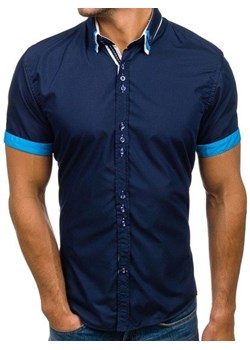 Koszula męska elegancka z krótkim rękawem granatowa Bolf 2926 ze sklepu Denley w kategorii Koszule męskie - zdjęcie 86402346