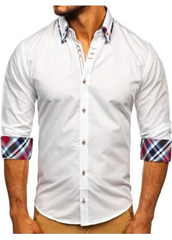 Koszula męska elegancka z długim rękawem biała Bolf 3701 ze sklepu Denley w kategorii Koszule męskie - zdjęcie 86482905