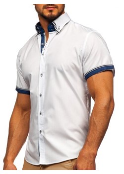 Koszula męska z krótkim rękawem biała Bolf 2911-1 ze sklepu Denley w kategorii Koszule męskie - zdjęcie 86781726