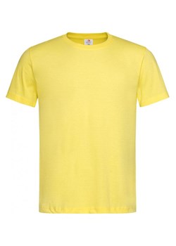 T-shirt męski żółty z krótkim rękawem bez wzorów 