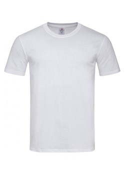 Biały T-Shirt Męski Bez Nadruku -STEDMAN- 100% Bawełna, Koszulka, Krótki Rękaw, Basic, U-neck TSJNPLST2010FITTEDwhite ze sklepu JegoSzafa.pl w kategorii T-shirty męskie - zdjęcie 88162496