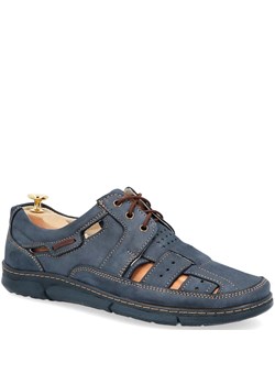 Skórzane buty na lato - KENT 600 GRANATOWE ze sklepu Tymoteo.pl - sklep obuwniczy w kategorii Sandały męskie - zdjęcie 88235115
