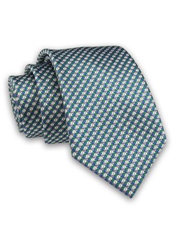 Granatowo-Szaro-Zielony Elegancki Męski Krawat -ALTIES- 7cm, Stylowy, Klasyczny, Wzór Geometryczny KRALTS0462 ze sklepu JegoSzafa.pl w kategorii Krawaty - zdjęcie 88269435