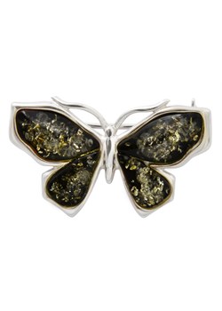 Broszka "Motyl" z zielonym bursztynem ze sklepu Ambertic.pl w kategorii Broszki - zdjęcie 88878795