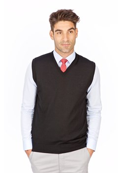 Sweter męski pulower czarny - regular ze sklepu Lanieri.pl w kategorii Kamizelki męskie - zdjęcie 89213388