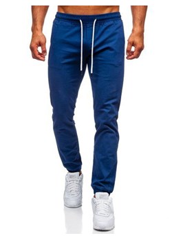 Kobaltowe spodnie męskie joggery Denley 1145 ze sklepu Denley w kategorii Spodnie męskie - zdjęcie 89390205