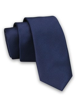 Męski Krawat ŚLEDŹ (Wąski) w Delikatny Prążek -5cm- Angelo di Monti, Granatowy KRADM0908 ze sklepu JegoSzafa.pl w kategorii Krawaty - zdjęcie 91328426