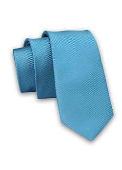 Niebieski Elegancki Śledź Męski Krawat -Angelo di Monti- 5,5 cm, Jednokolorowy, w Delikatne Prążki KRADM1772 ze sklepu JegoSzafa.pl w kategorii Krawaty - zdjęcie 91328436