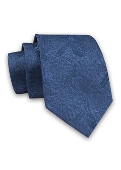 Niebieski Elegancki Męski Krawat -ALTIES- 7cm, Stylowy, Klasyczny, w Tłoczony Wzór KRALTS0507 ze sklepu JegoSzafa.pl w kategorii Krawaty - zdjęcie 91829777