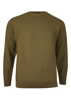 Sweter Klasyczny Oliwkowy -KINGS- Jednokolorowy, Dziergany, Ściągacze na Rękawach i Dole Swetra SWKNGS112707oliwka ze sklepu JegoSzafa.pl w kategorii Swetry męskie - zdjęcie 91990268