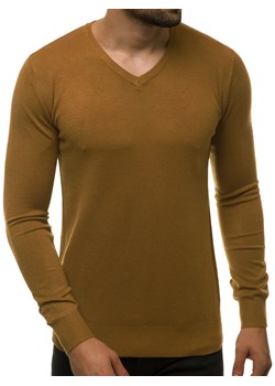 Sweter męski brązowy OZONEE TMK/YY03/7 ze sklepu ozonee.pl w kategorii Swetry męskie - zdjęcie 92292925