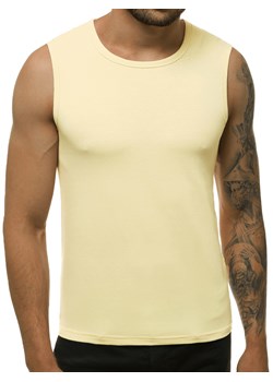 Koszulka bez rękawów męska beżowa OZONEE JS/99001/67 ze sklepu ozonee.pl w kategorii T-shirty męskie - zdjęcie 92293526