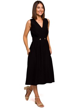 S224 Sukienka bez rękawów z rozkloszowanym dołem - czarna ze sklepu Świat Bielizny w kategorii Sukienki - zdjęcie 92527976