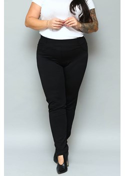 Spodnie dzianinowe czarne proste diamenciki na kieszeniach guma w pasie ze sklepu karko.pl w kategorii Spodnie damskie - zdjęcie 92600608