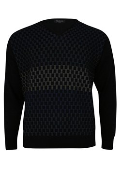 Sweter Granatowy, Tłoczony Wzór Geometryczny, Dekolt w Serek (V-neck) Męski SWKNGS25287granat ze sklepu JegoSzafa.pl w kategorii Swetry męskie - zdjęcie 93157537