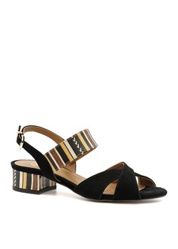 Czarne zamszowe sandały z szerokimi paskami 85C ze sklepu NESCIOR w kategorii Sandały damskie - zdjęcie 93310475