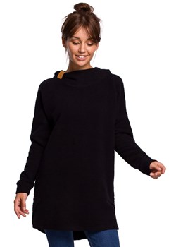 B176 Bluza z zaokrąglonym dołem i kapturem - czarna ze sklepu Świat Bielizny w kategorii Bluzy damskie - zdjęcie 93354666