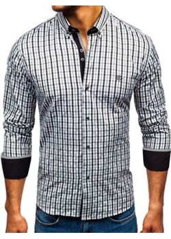 Koszula męska w kratę vichy z długim rękawem czarna Bolf 4712 ze sklepu Denley w kategorii Koszule męskie - zdjęcie 93723576