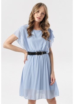 Sukienka Born2be niebieska mini bez rękawów na wiosnę 