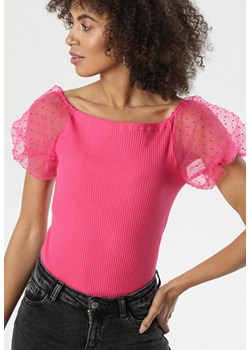 Różowa Bluzka z Bufkami Horne ze sklepu Born2be Odzież w kategorii Bluzki damskie - zdjęcie 95000569