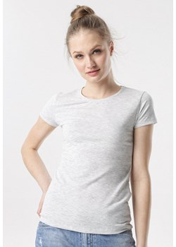 Jasnoszary T-shirt Echolaira ze sklepu Born2be Odzież w kategorii Bluzki damskie - zdjęcie 95002646