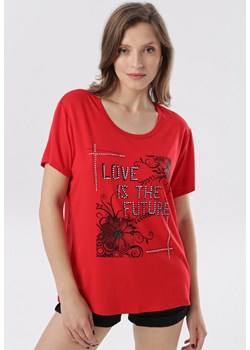 Czerwona Bluzka Aenia ze sklepu Born2be Odzież w kategorii Bluzki damskie - zdjęcie 95006175