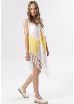 Biało-Żółta Tunika Nyssaia ze sklepu Born2be Odzież w kategorii Odzież plażowa - zdjęcie 95007009
