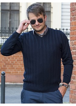 Sweter męski - wełna merino - Fabiano - granat - M ze sklepu Swetry Lasota w kategorii Swetry męskie - zdjęcie 96887037