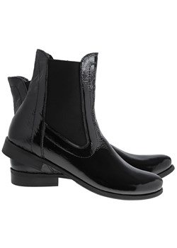 BOTKI SKÓRZANE SZTYBLETY CZARNY LAKIER 3418 ze sklepu lafemmeshoes.pl w kategorii Botki - zdjęcie 96982036