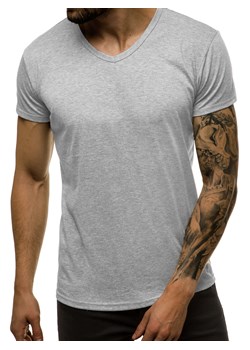 T-Shirt męski bez nadruku szary OZONEE JS/712007 ze sklepu ozonee.pl w kategorii T-shirty męskie - zdjęcie 98251759