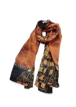 Made in Silk Jedwabny szal w kolorze jasnobrązowym ze wzorem - 180 x 90 cm ze sklepu Limango Polska w kategorii Szaliki i chusty damskie - zdjęcie 98922877