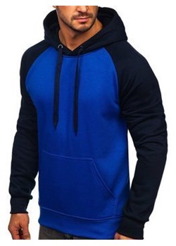 Kobaltowa bluza męska z kapturem Denley LM77002 ze sklepu Denley w kategorii Bluzy męskie - zdjęcie 99031238