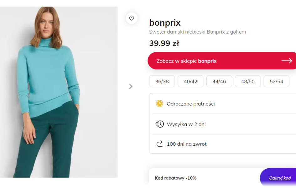 Modne swetry z promocji w Bonprix na Domodi.pl