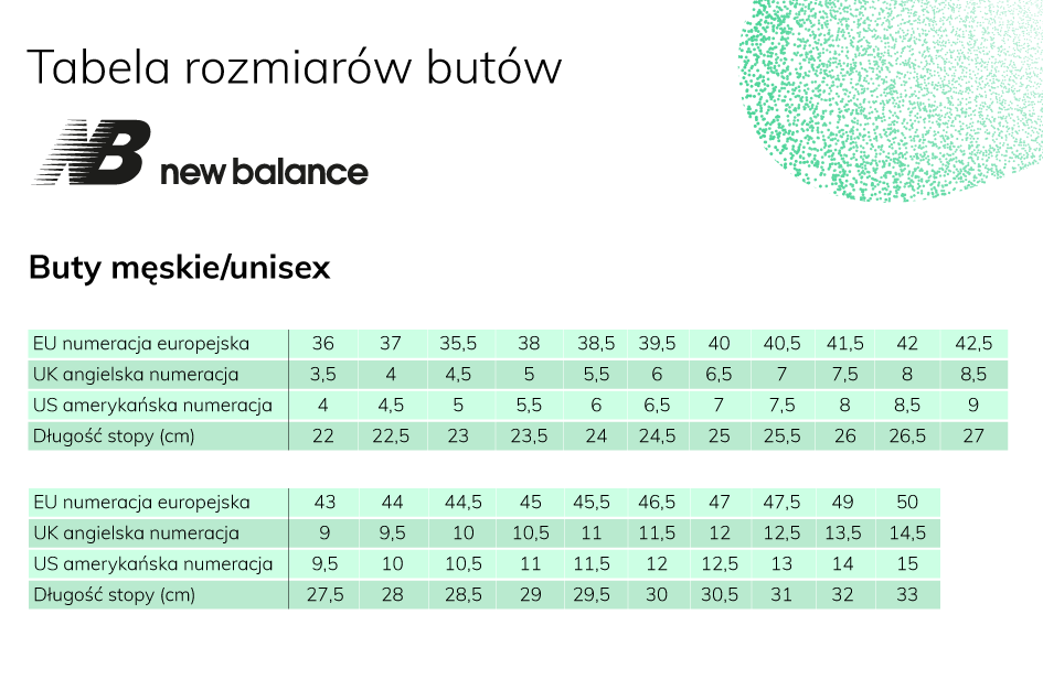 Rozmiarówka New Balance – jak dobrać Domodi.pl